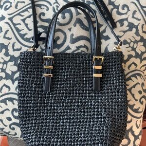 Elegant Black Woven Tote Bag
